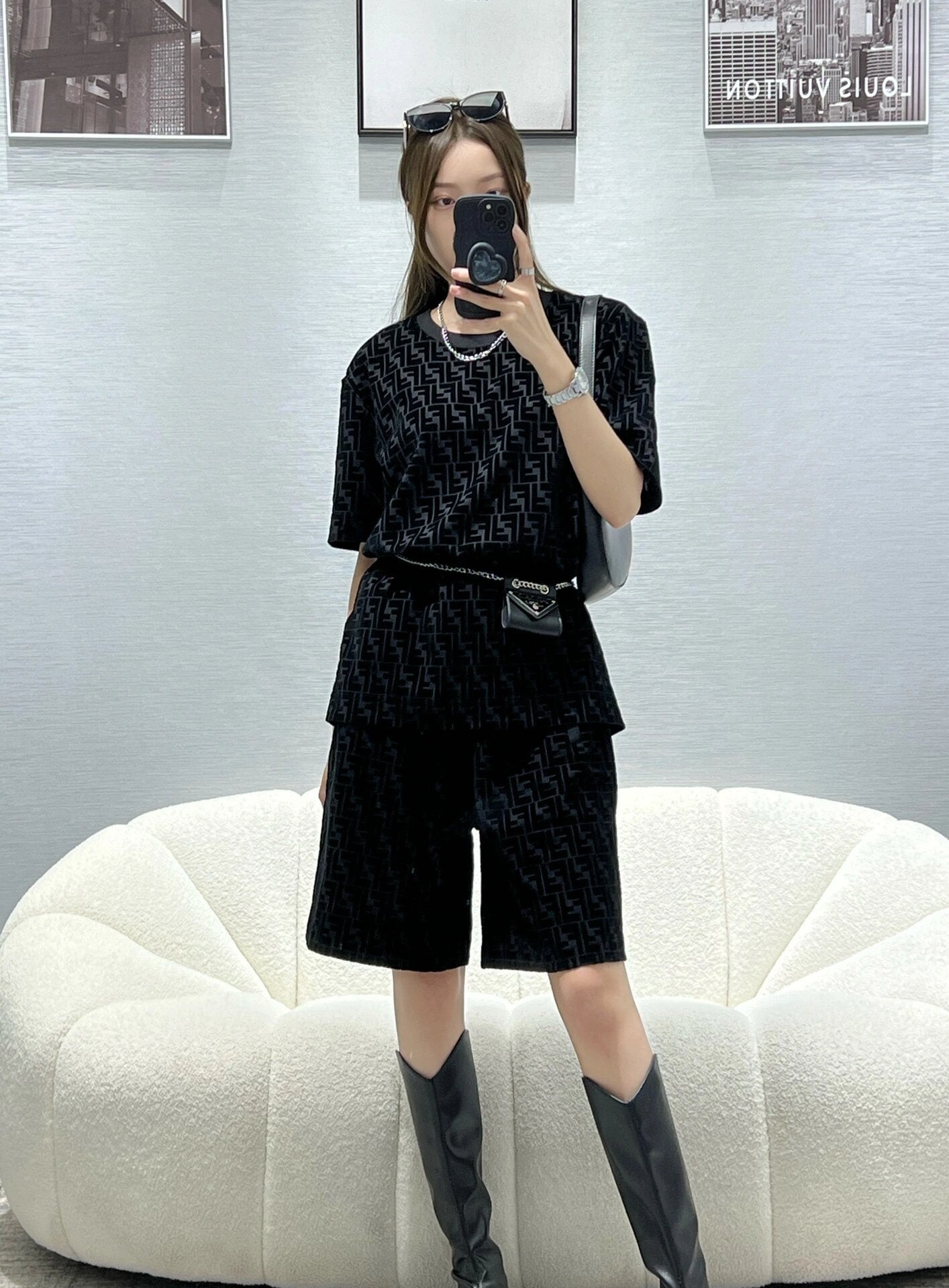 2026 New GS Black Flocked Shorts (30011-A60)
