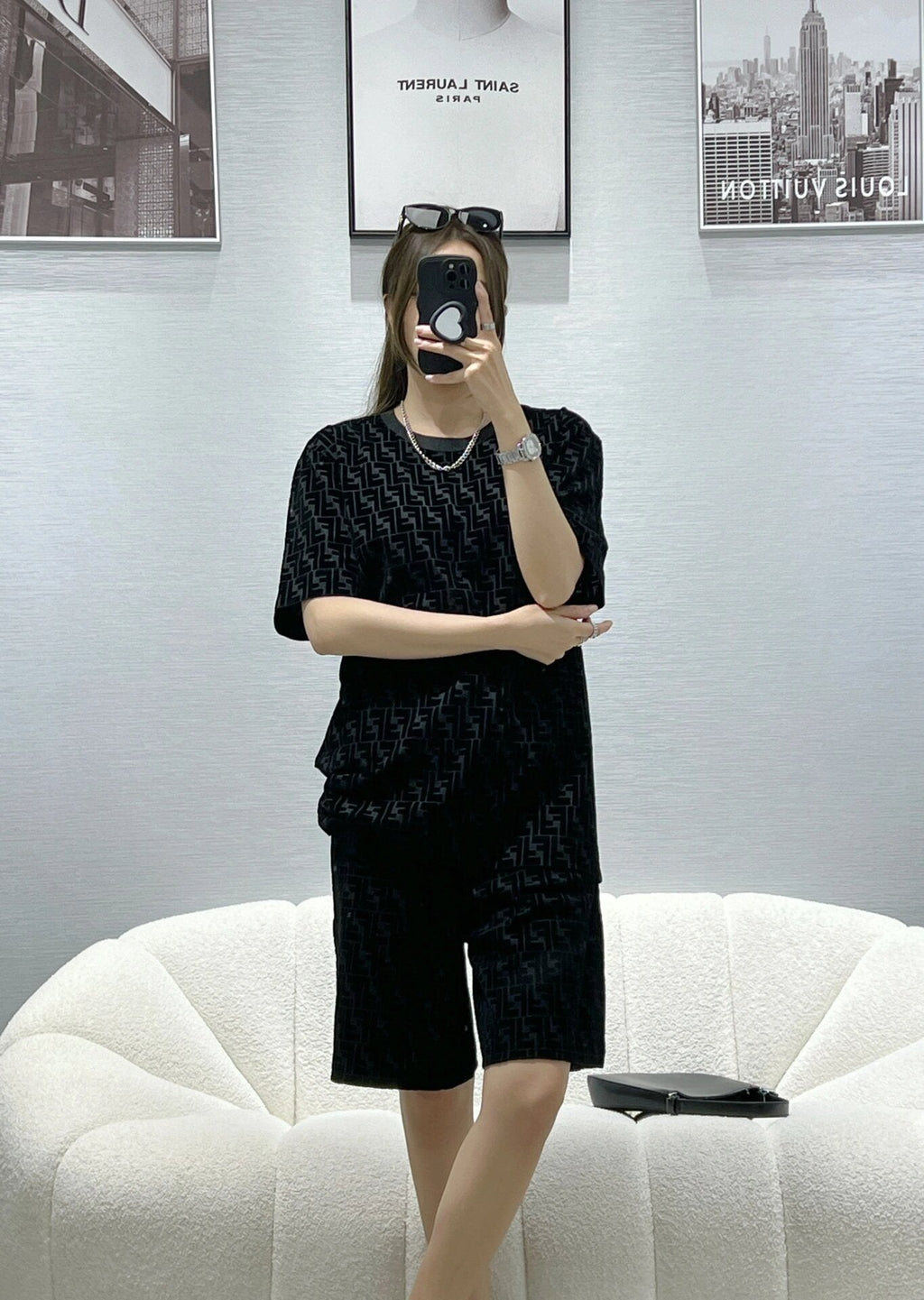 2026 New GS Black Flocked Shorts (30011-A60)