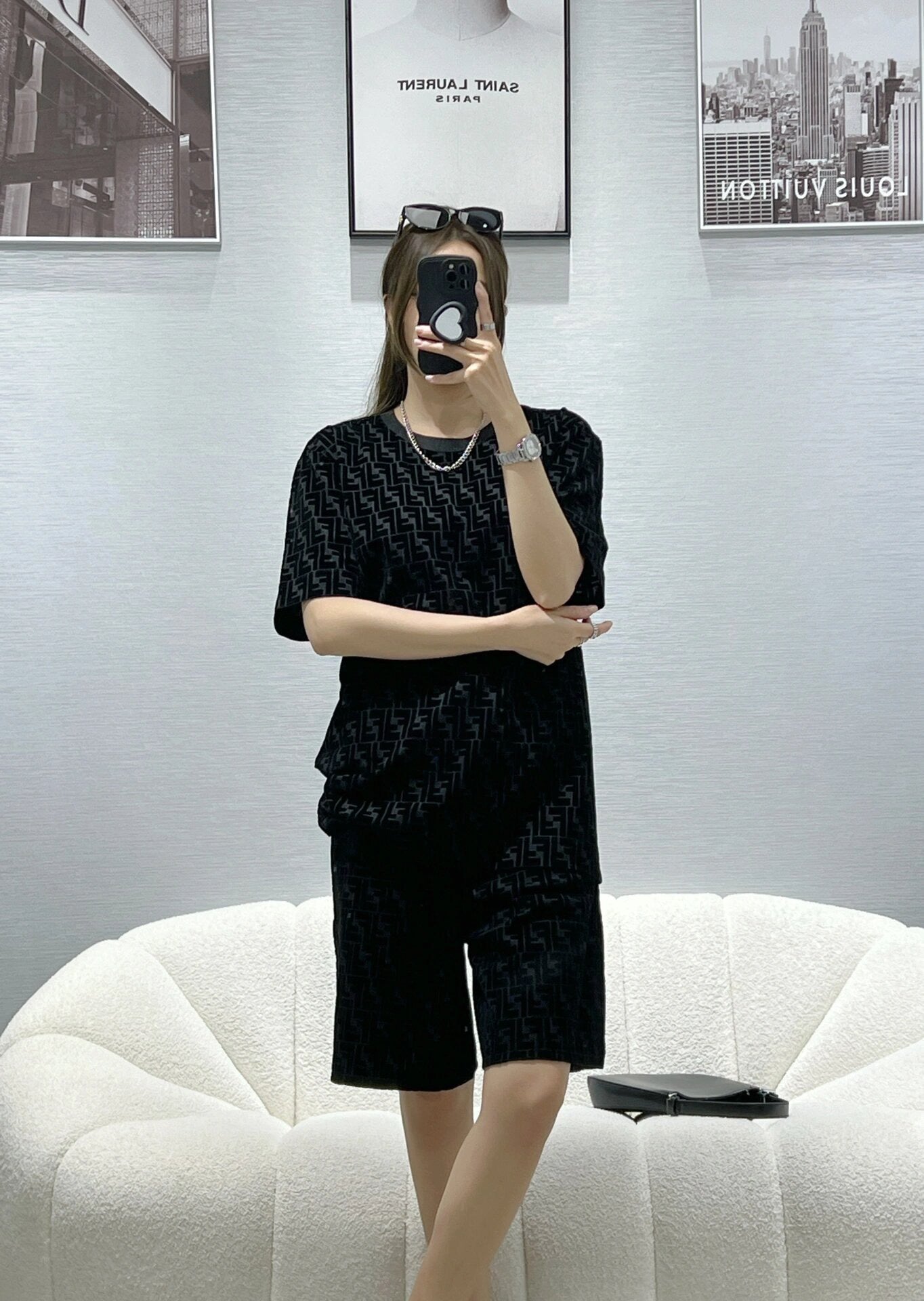 2026 New GS Black Flocked Shorts (30011-A60)