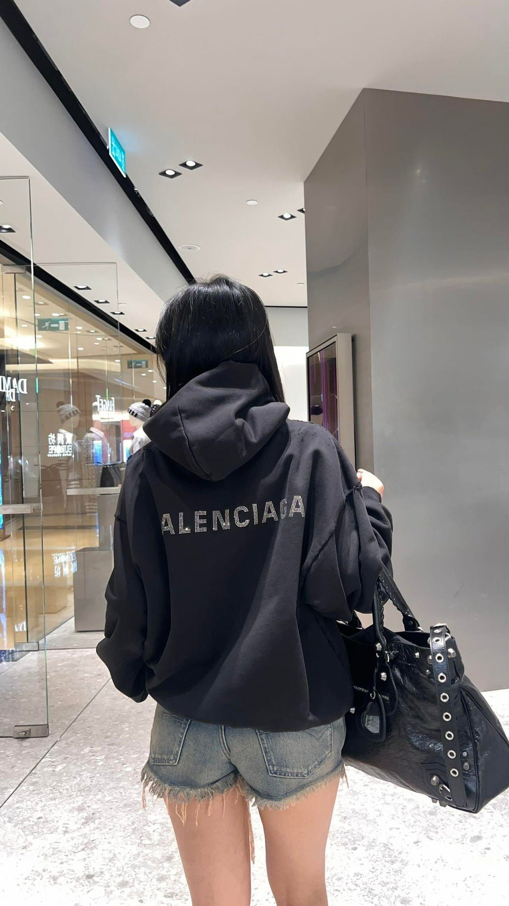 2026 New Arrival: GS Rhinestone-Embellished Hooded Distressed Sweatshirt (25252-B80)