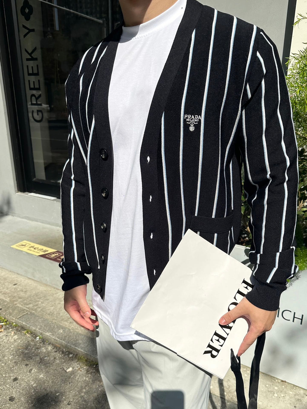 2026 New GS Striped Embroidered Cardigan (25306-B90)