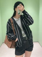 2026 New GS Striped Embroidered Cardigan (25306-B90)