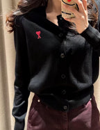 2026 New GS  Embroidered Heart Knit Cardigan (25167-B15)