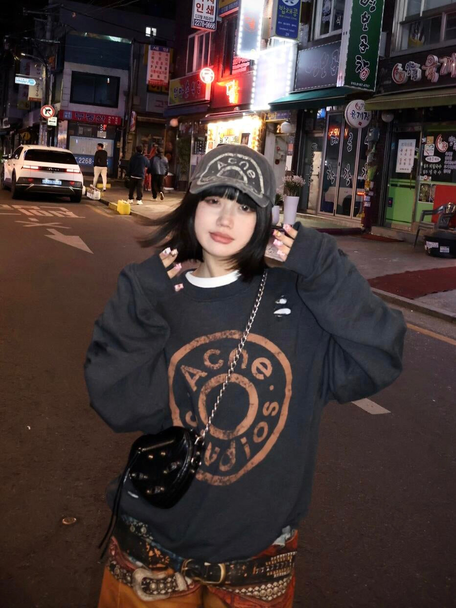 2026 New GS Distressed Logo Sweatshirt with Holes (25310-B20)