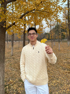 2026 New GS Decorative Knot Zip Knit Sweater (25274-B30)
