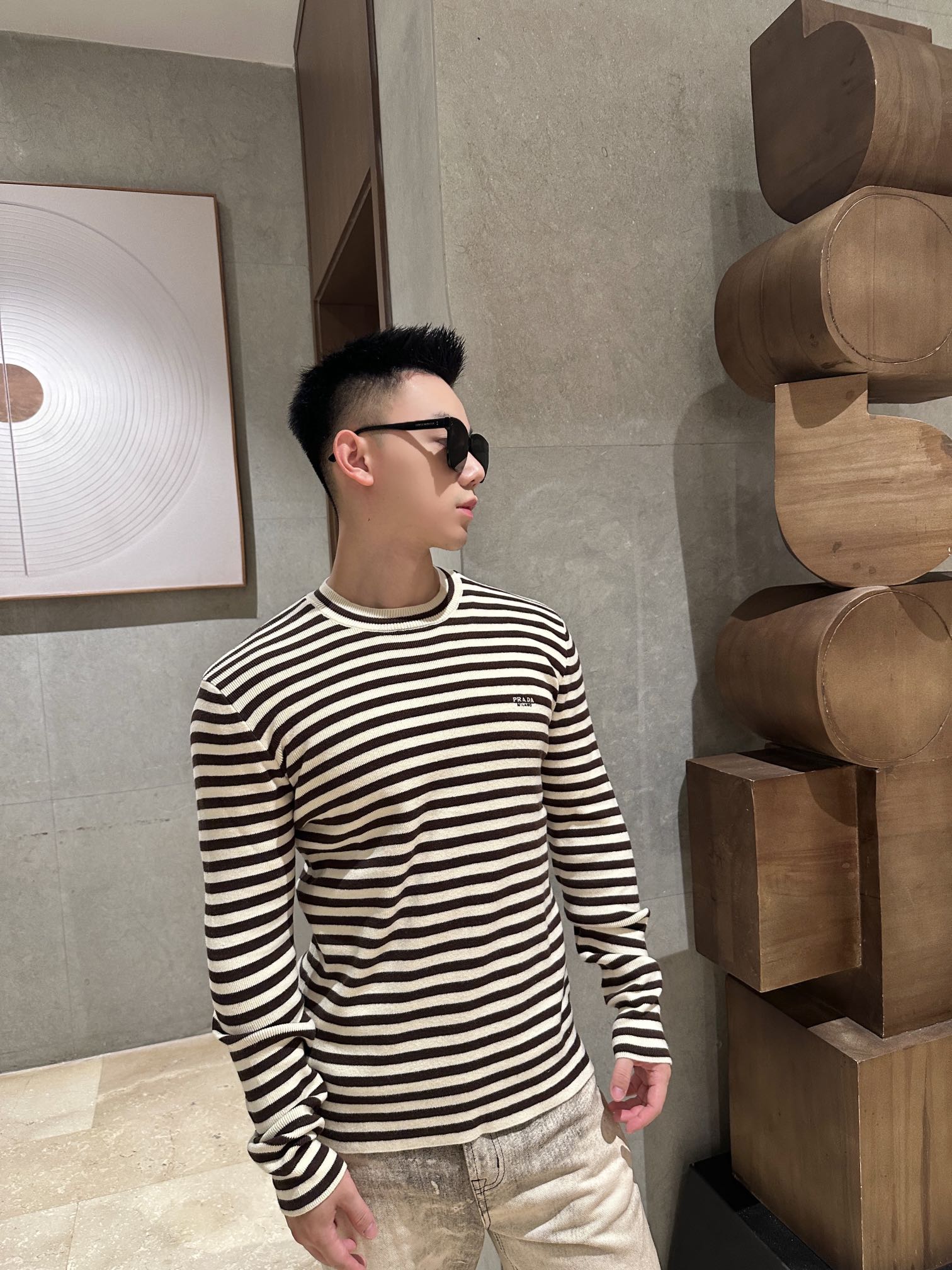 2026 New GS Striped Embroidered Crew-Neck Jumper (25341-B30)