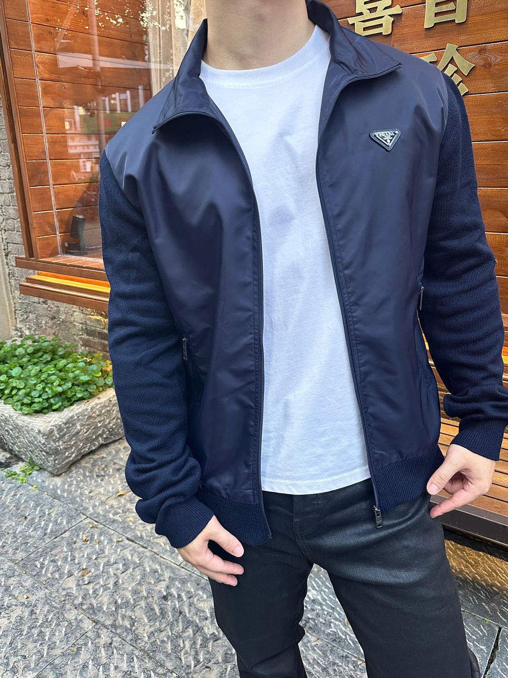 2026 New GS Triangular Logo Knitted Patchwork Nylon Jacket (25359-B80)