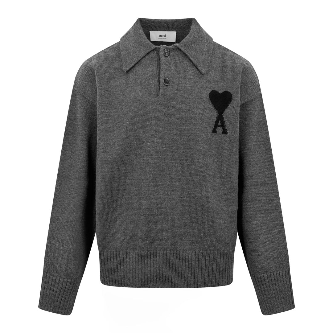 2026 New Model GS Heart Patterned Knitted Polo Shirt (25366-B25)