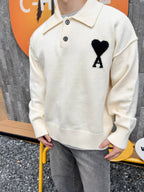 2026 New Model GS Heart Patterned Knitted Polo Shirt (25366-B25)