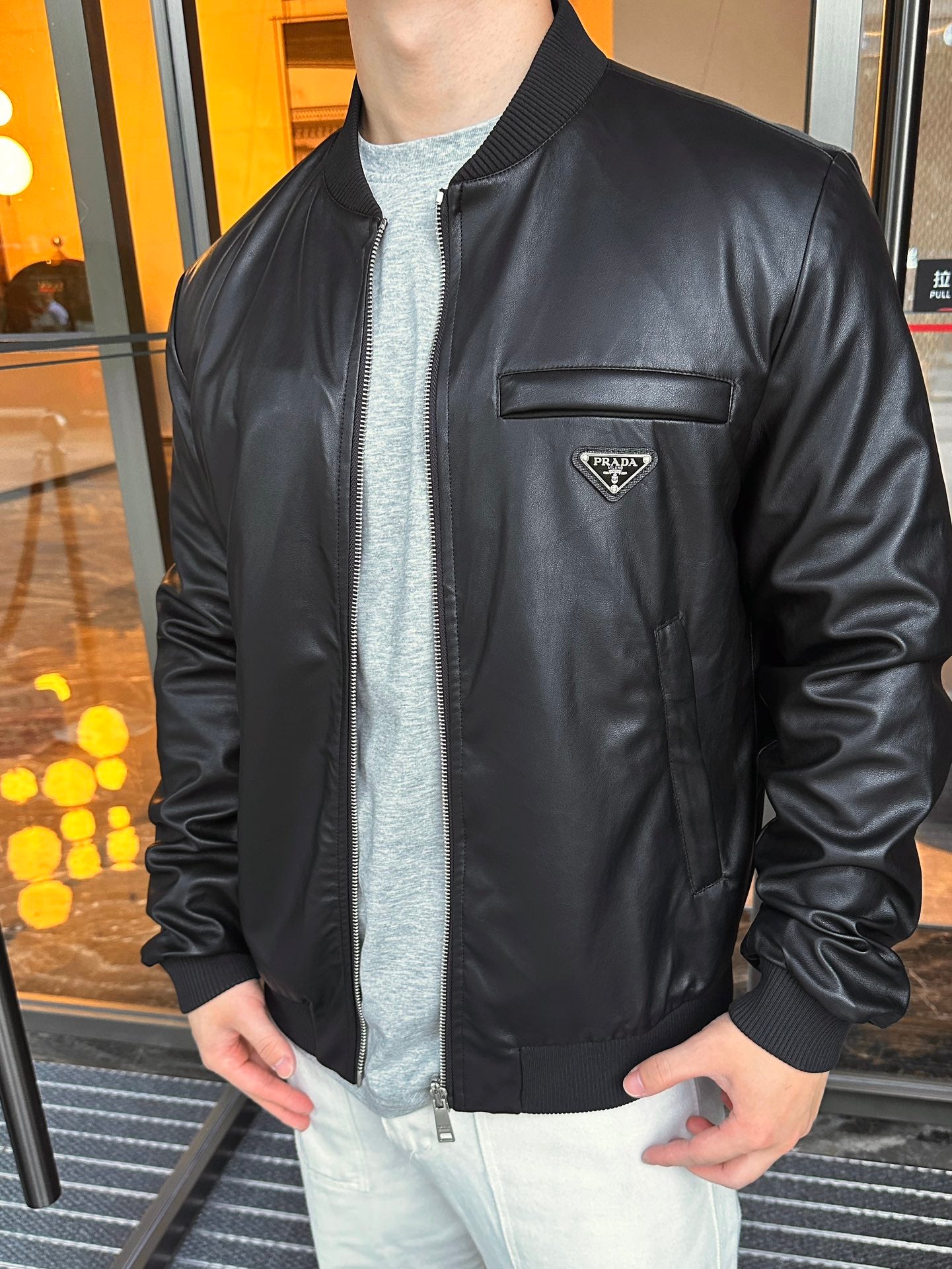 2026 New GS Two-Sided Wear Leather Plain Weave Jacket (25288-D10)