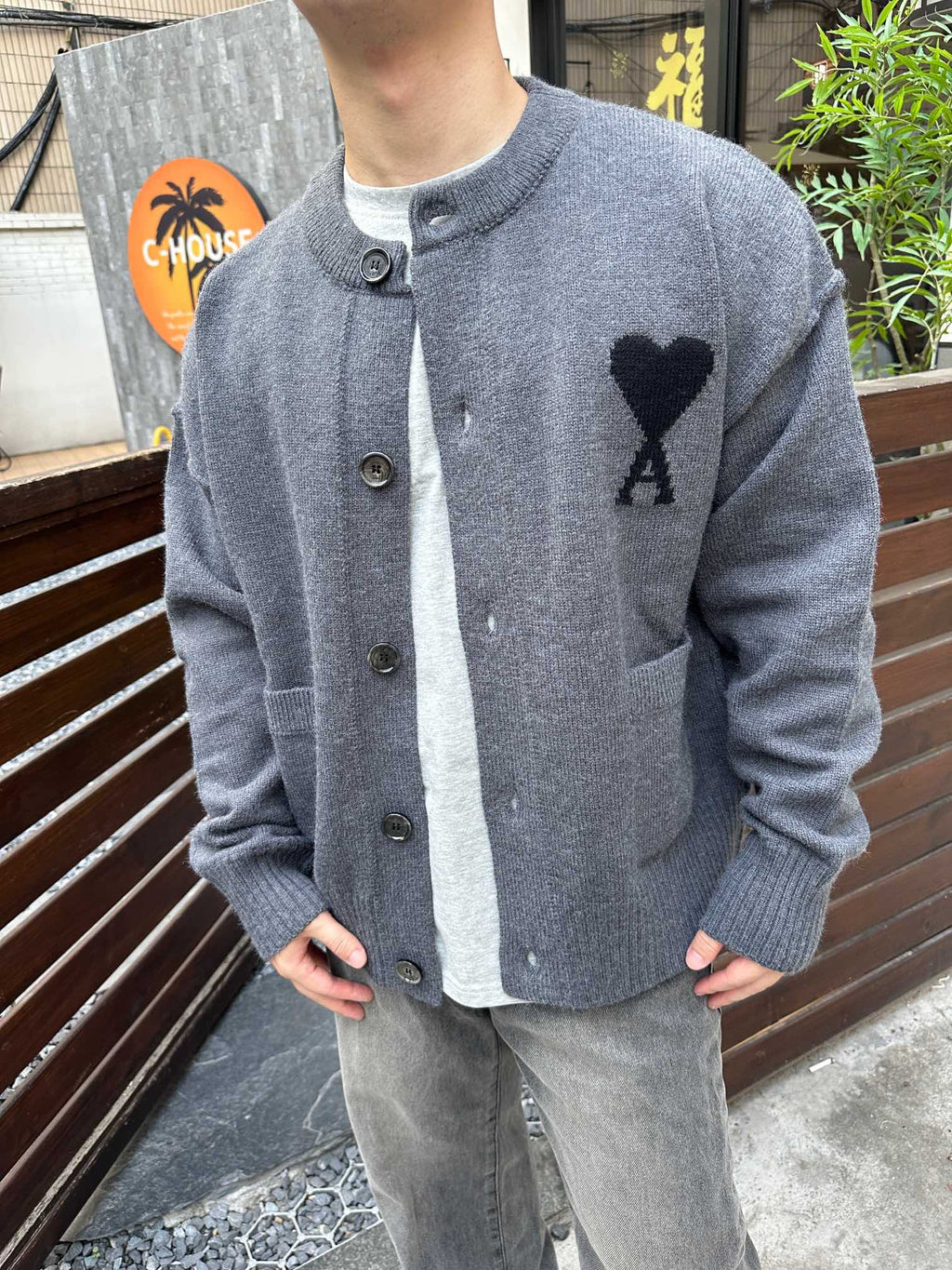 2026 New GS  Heart-Patterned Jacquard Knit Cardigan (25365-B55)
