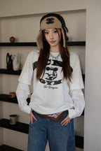 2026 New GS Distressed Logo Faux Two-Piece Long Sleeve (25286-A90)