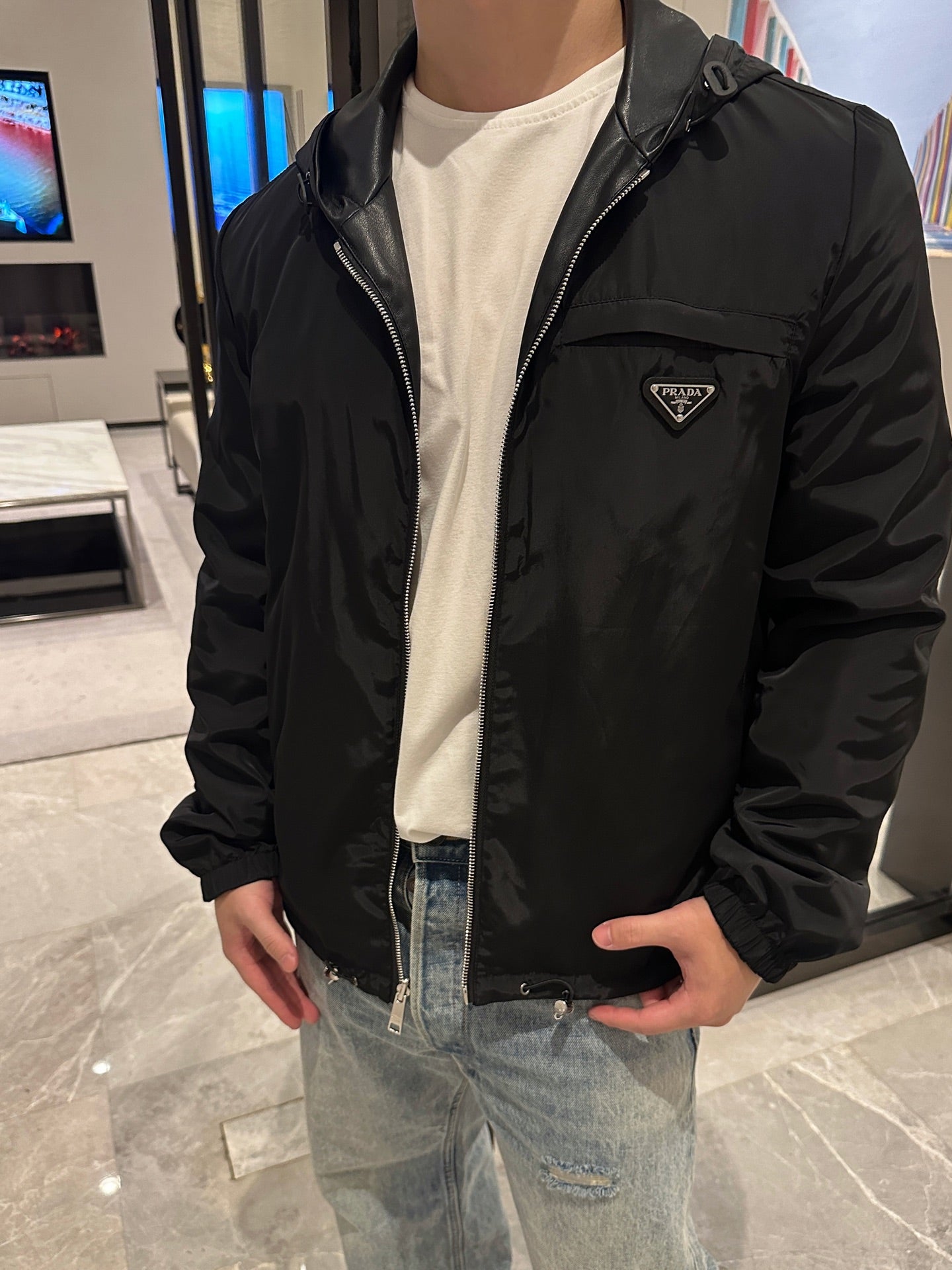 2026 New GS Reversible Leather-Nylon Hooded Jacket (25299-D80)