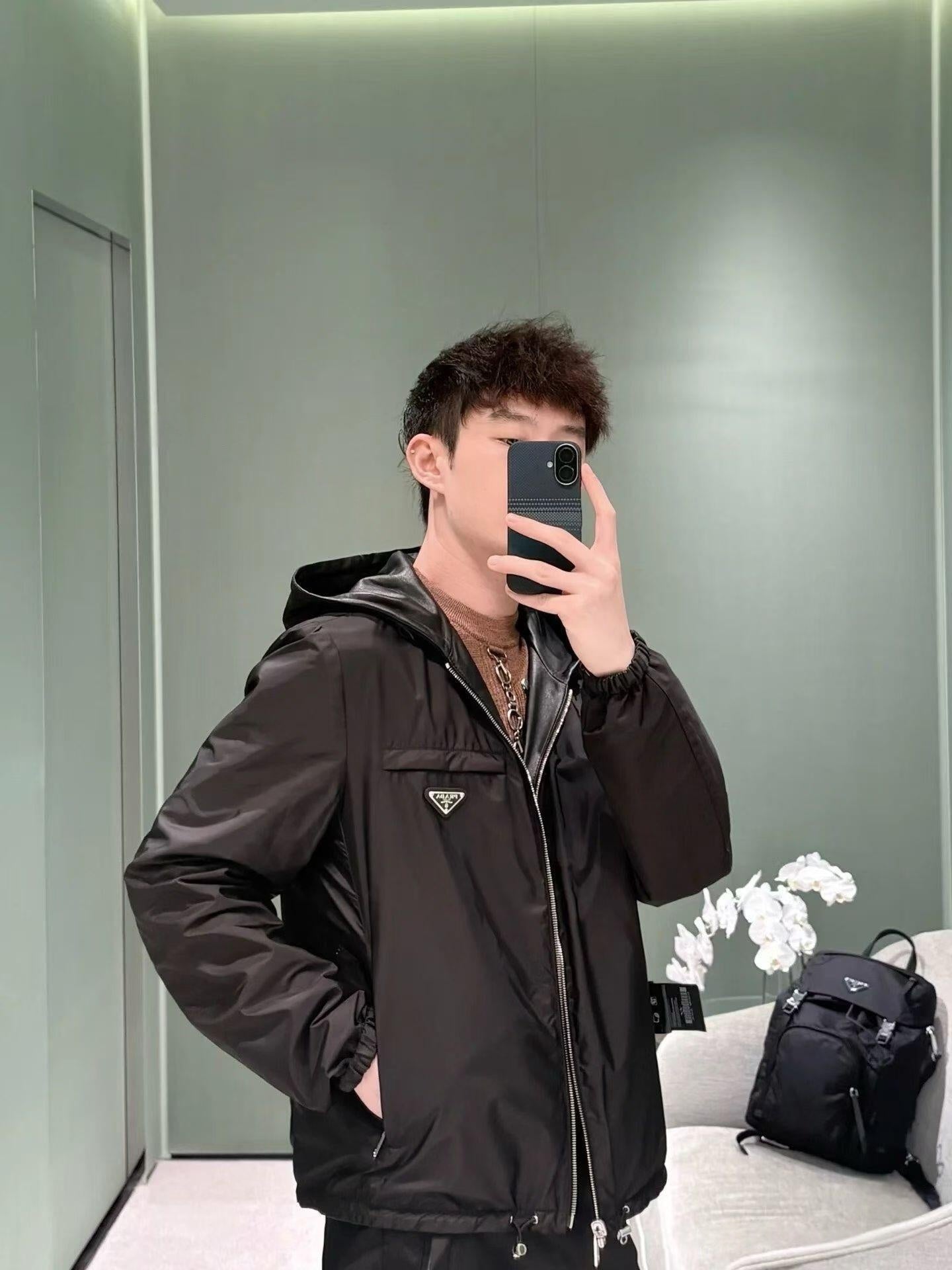 2026 New GS Reversible Leather-Nylon Hooded Jacket (25299-D80)