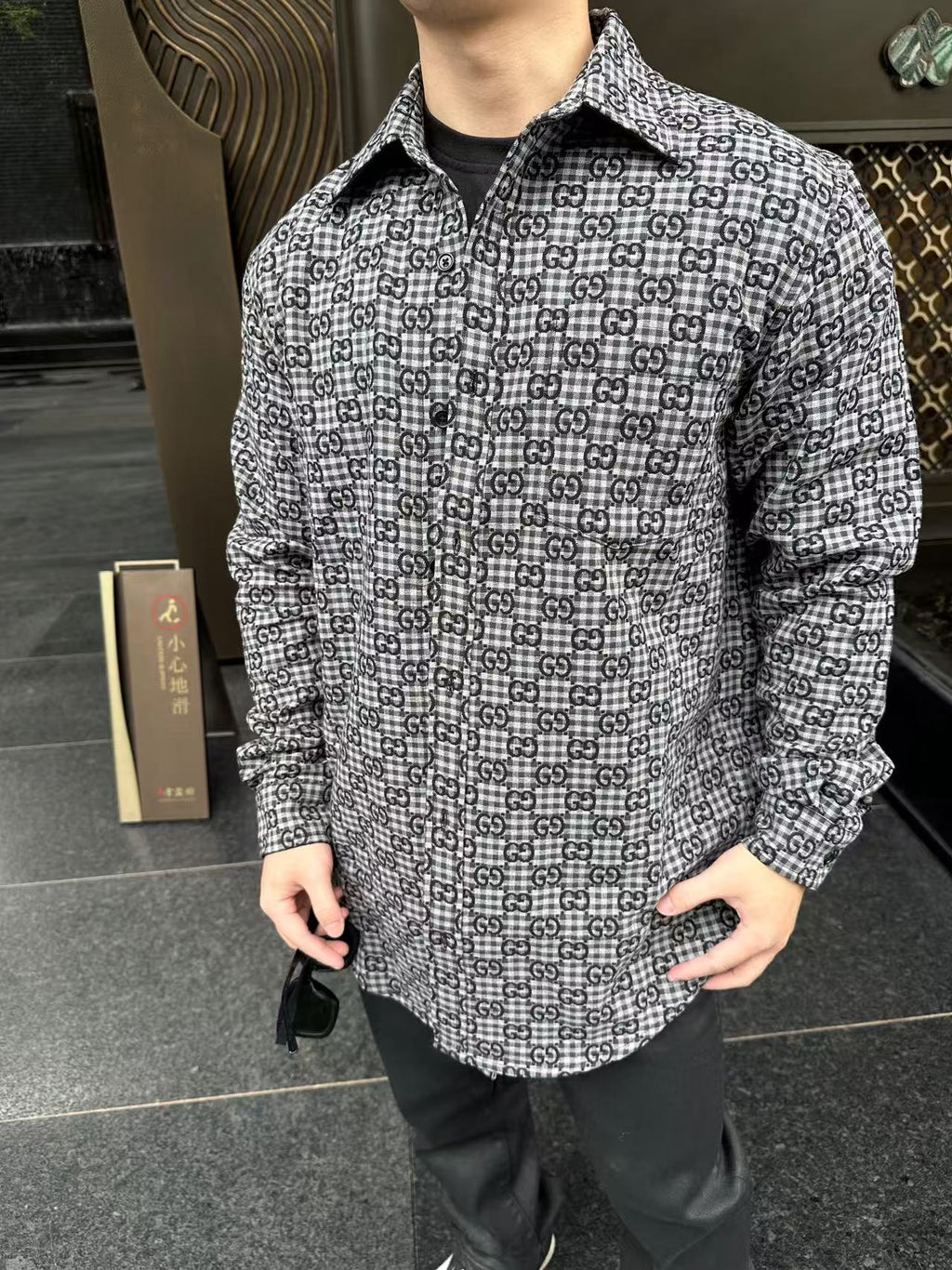 2026 New GS Full-Print Check Jacquard Shirt (BB720-B50)