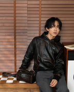 2026 new model GS vintage hooded over-the-shoulder leather jacket (25240-D50)