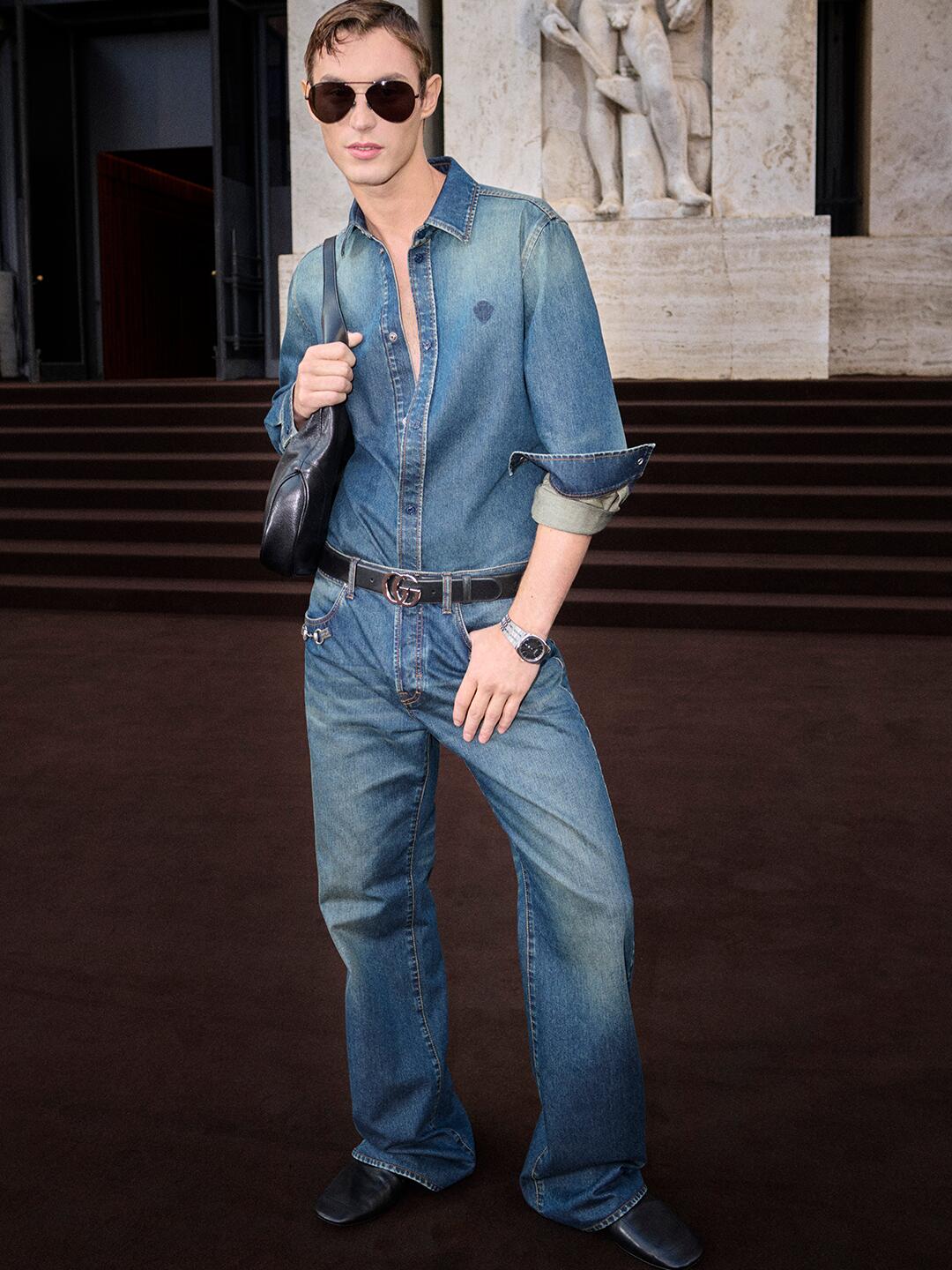 2026 New GS Embroidered Family Crest Denim Shirt (BB734-B40)