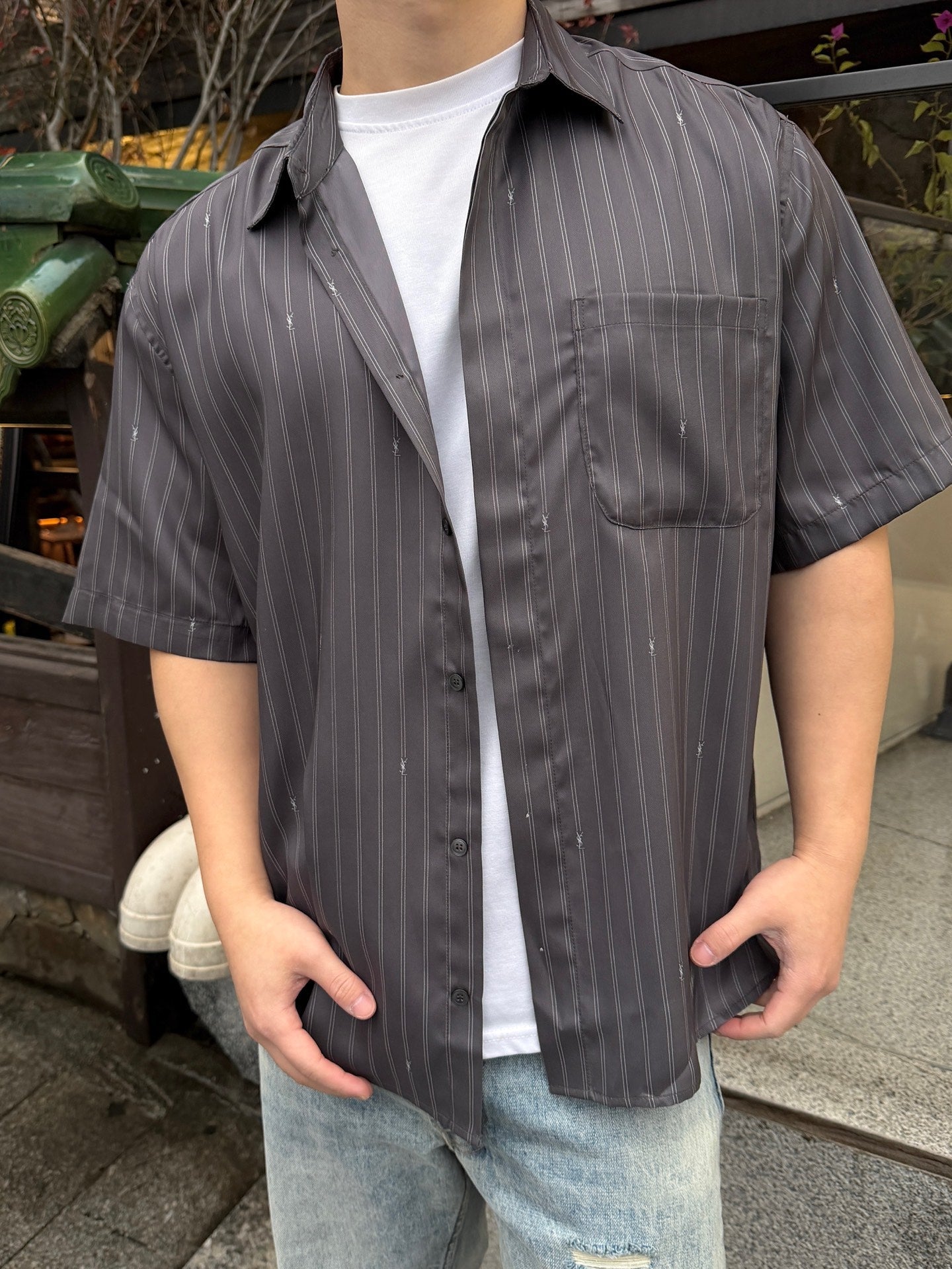 2026 New GS  Logo Jacquard Short-Sleeve Shirt (AA549-A80)