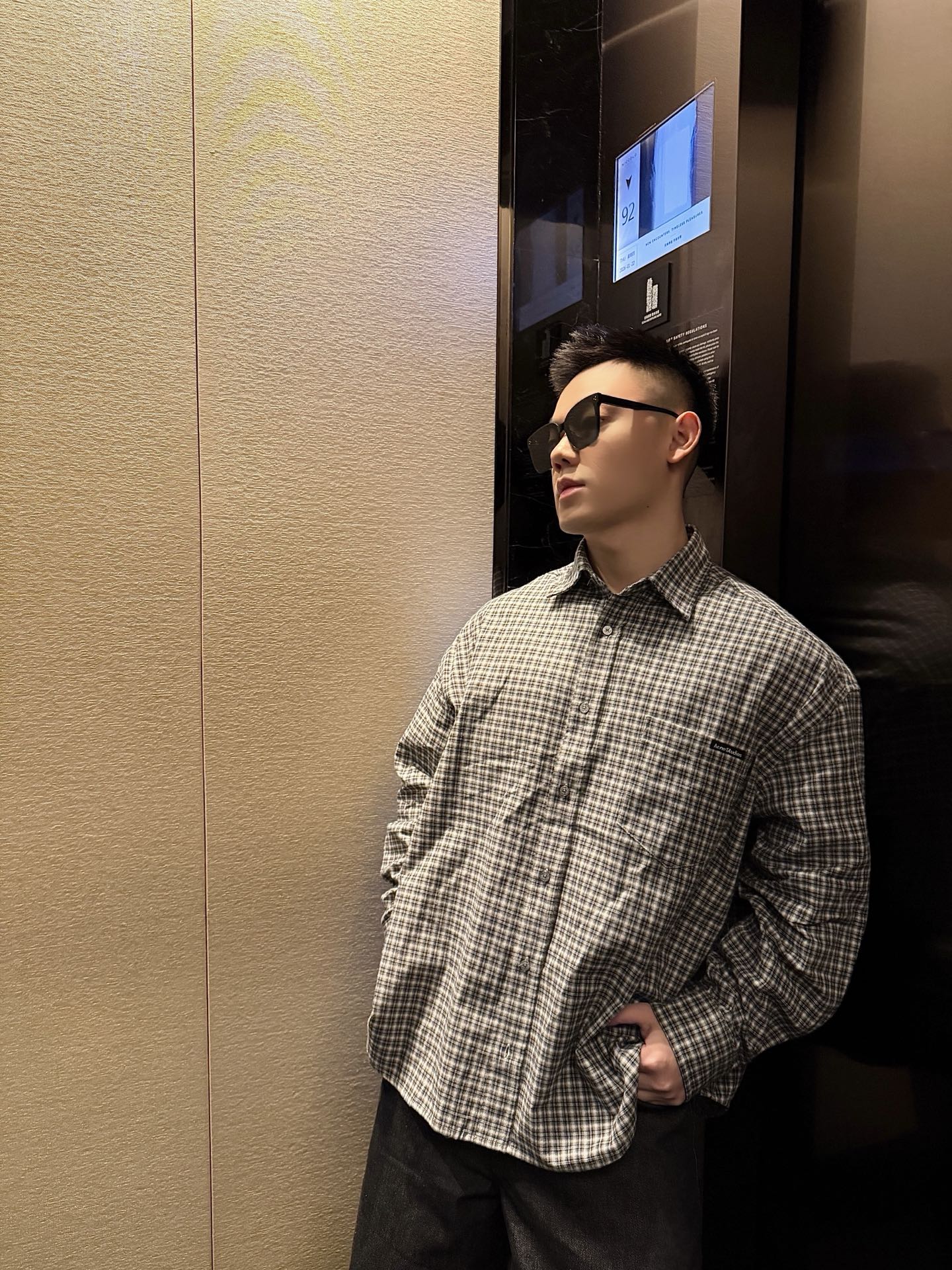2026 New GS Logo Tartan Button-Down Shirt (CC941-B50)