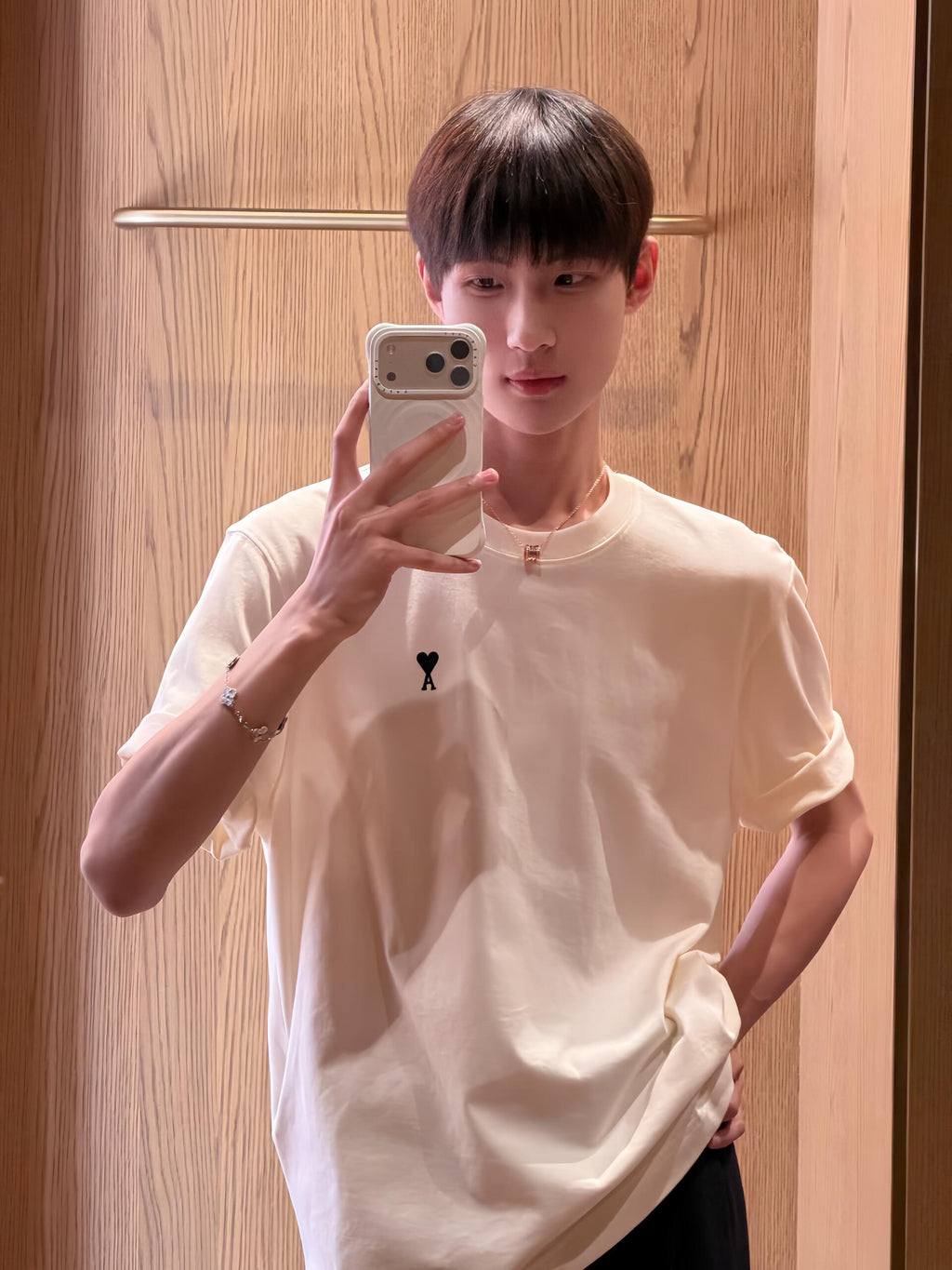 2026 New GS  Short-Sleeved T-Shirt with Heart-Shaped Text Print (AA555-A00)