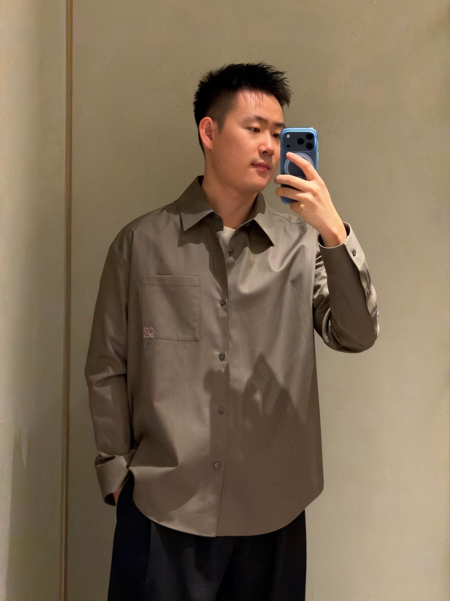 2026 New GS Two-Tone Embroidered Patch Pocket Shirt (CC944-B30)