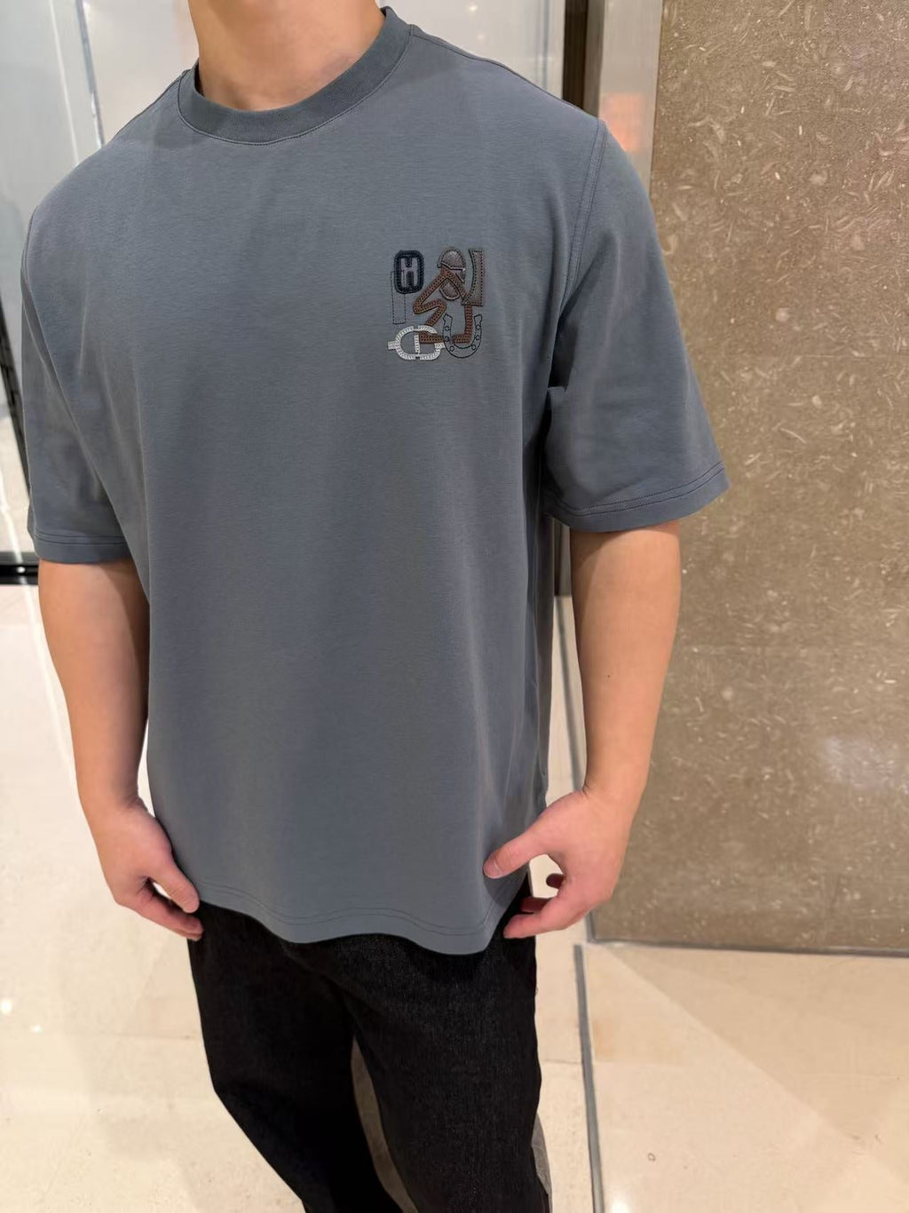 2026 New GS Embroidered Leather Short-Sleeve Shirt (AA546-A15)