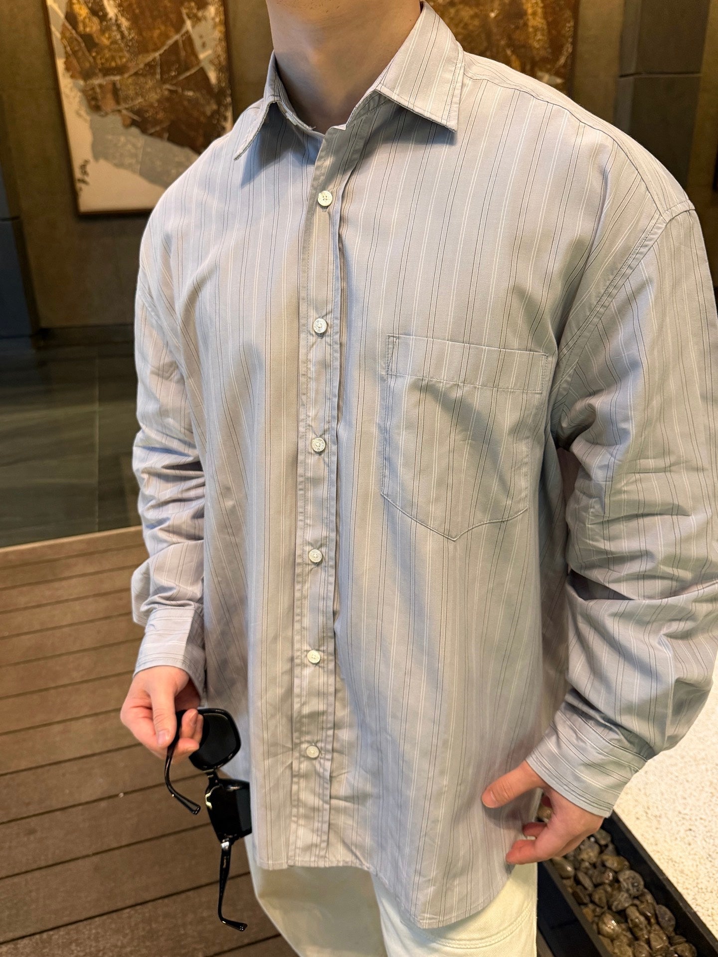 2026 New GS Label Striped Button-Down Shirt (CC949-B40)