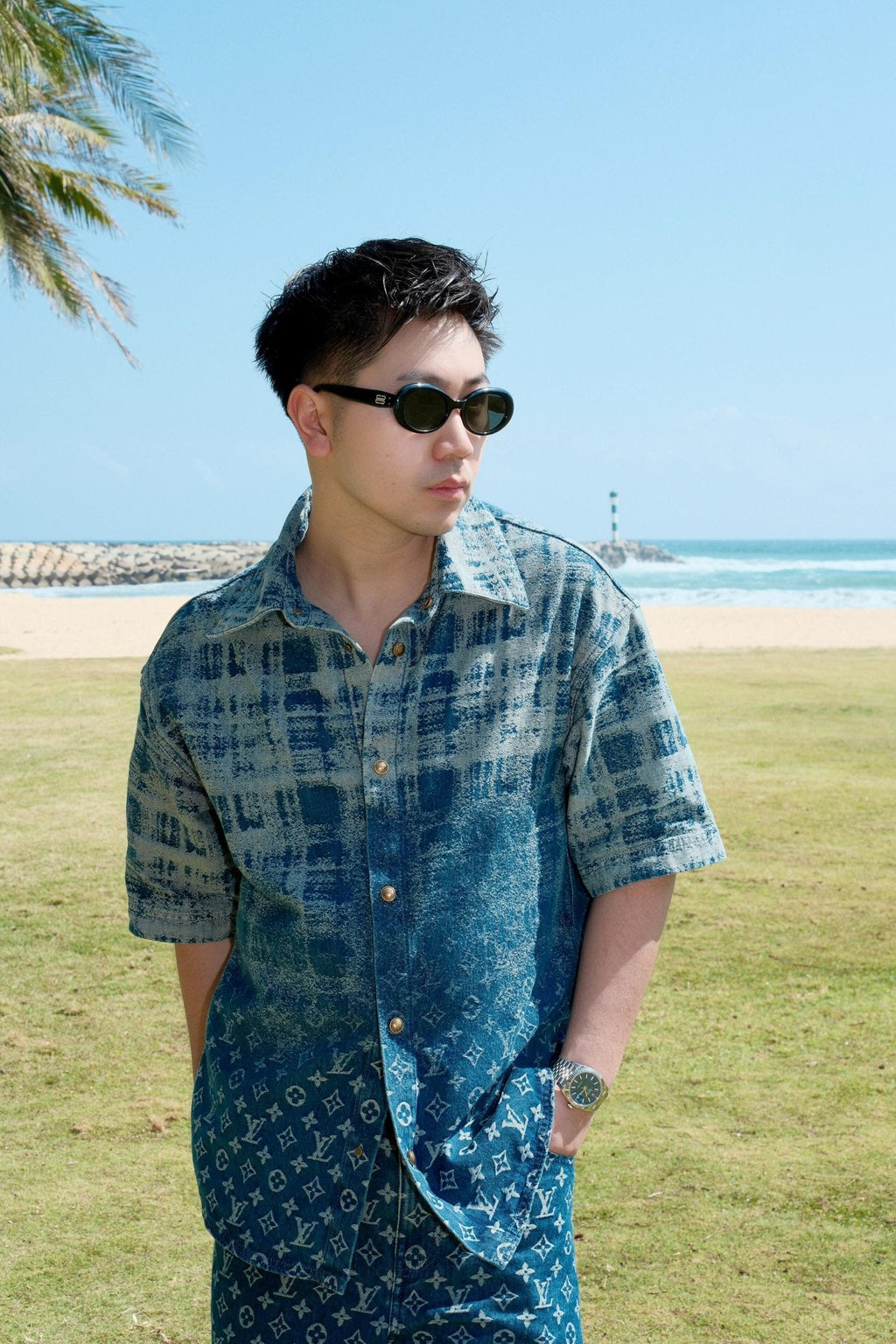 2026 New GS Logo Denim Short-Sleeve Shirt (BB773-B40)
