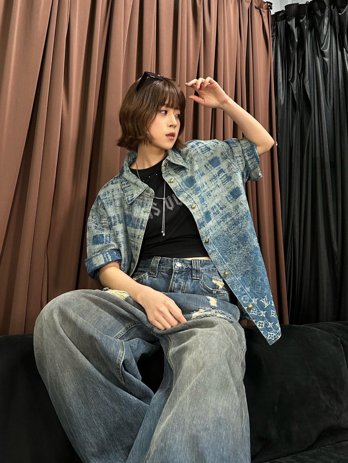 2026 New GS Logo Denim Short-Sleeve Shirt (BB773-B40)