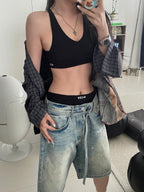 2026 New GS Ink-Washed Denim Shorts (CC956-B00)