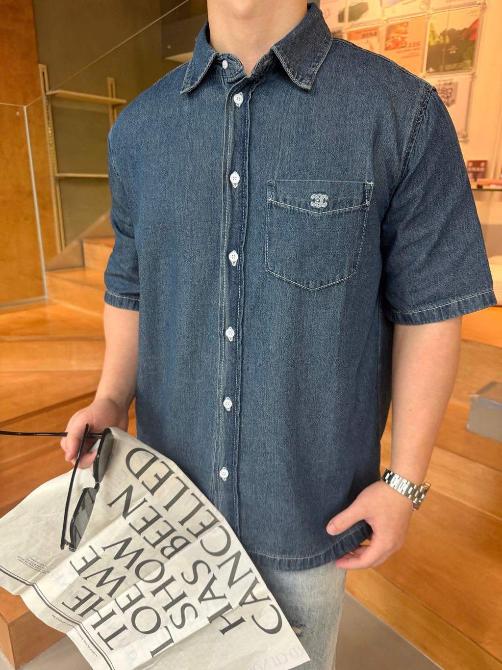2026 New GS Embroidered Denim Short-Sleeved Shirt (BB810-A80)