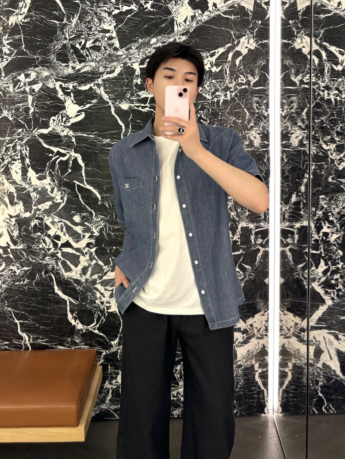 2026 New GS Embroidered Denim Short-Sleeved Shirt (BB810-A80)