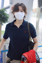 2026 Women's GS Cable-Knit Polo Neck Sweater (FF719)