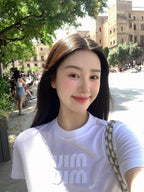 2026 Women’s Short-Sleeved Patchwork Embroidered T-Shirt (FF705)