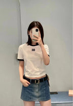 2026 Women’s Patchwork Embroidered Short-Sleeved T-Shirt (FF704)