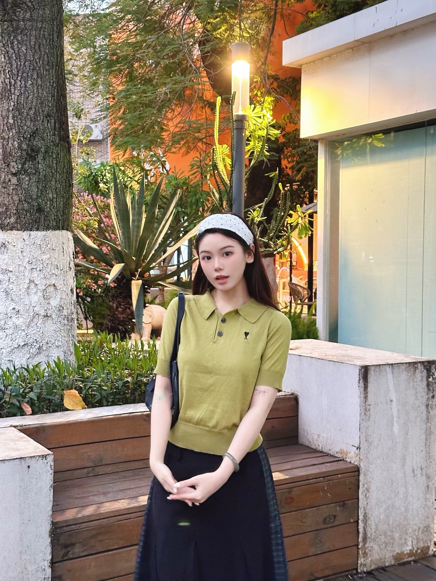 2026 Women’s GS  Embroidered Polo Neck Knit Top (DD112)