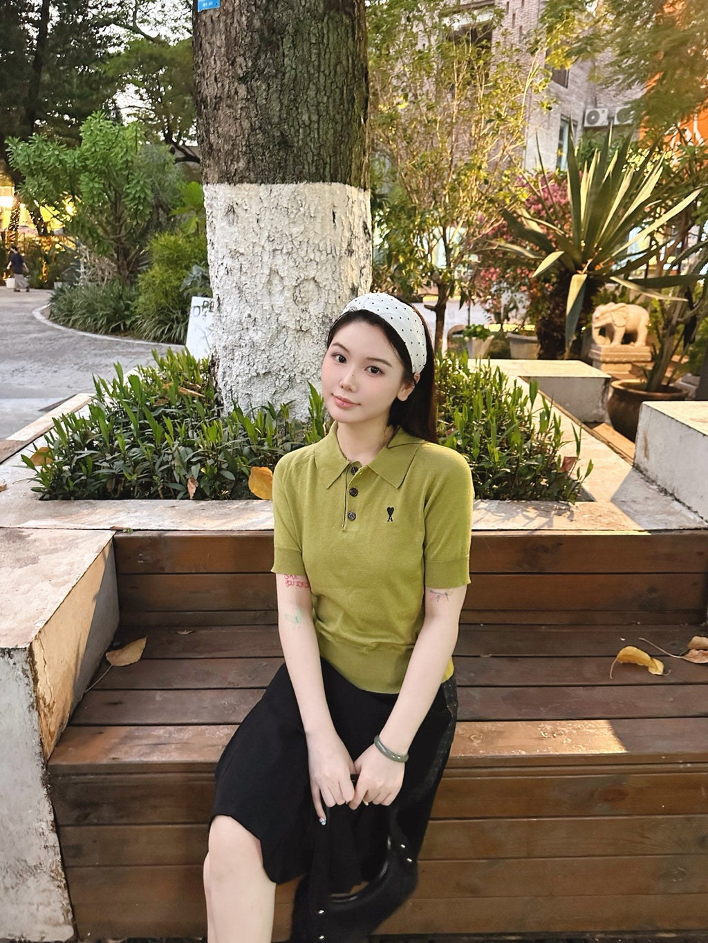 2026 Women’s GS  Embroidered Polo Neck Knit Top (DD112)