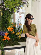 2026 Women’s GS  Embroidered Polo Neck Knit Top (DD112)