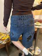2026 Women’s GS Cross Logo Denim Shorts (EE407)
