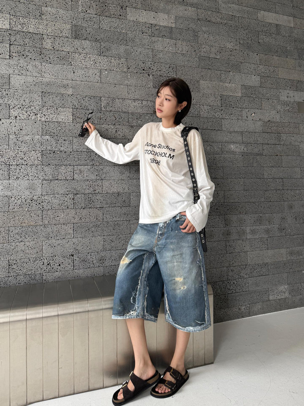 2026 Women’s GS Optical Illusion Print Dyed Denim Shorts (FF721)
