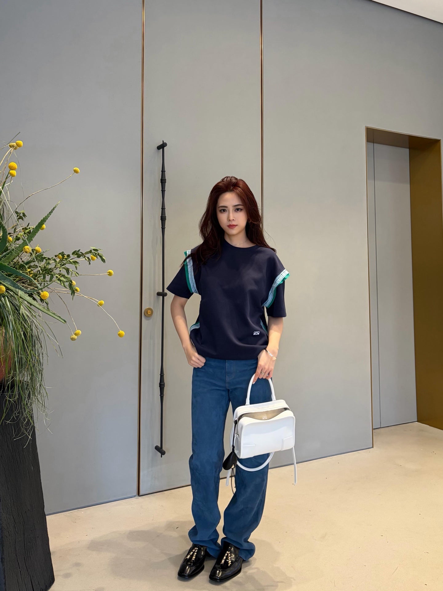 2026 Women’s GS Embroidered Striped Patchwork Short-Sleeved Top (DD108)