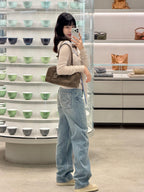 2026 Women’s GS Embroidered Leather-Tagged Jeans (EE414)