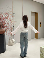 2026 Women’s GS Embroidered Leather-Tagged Jeans (EE414)
