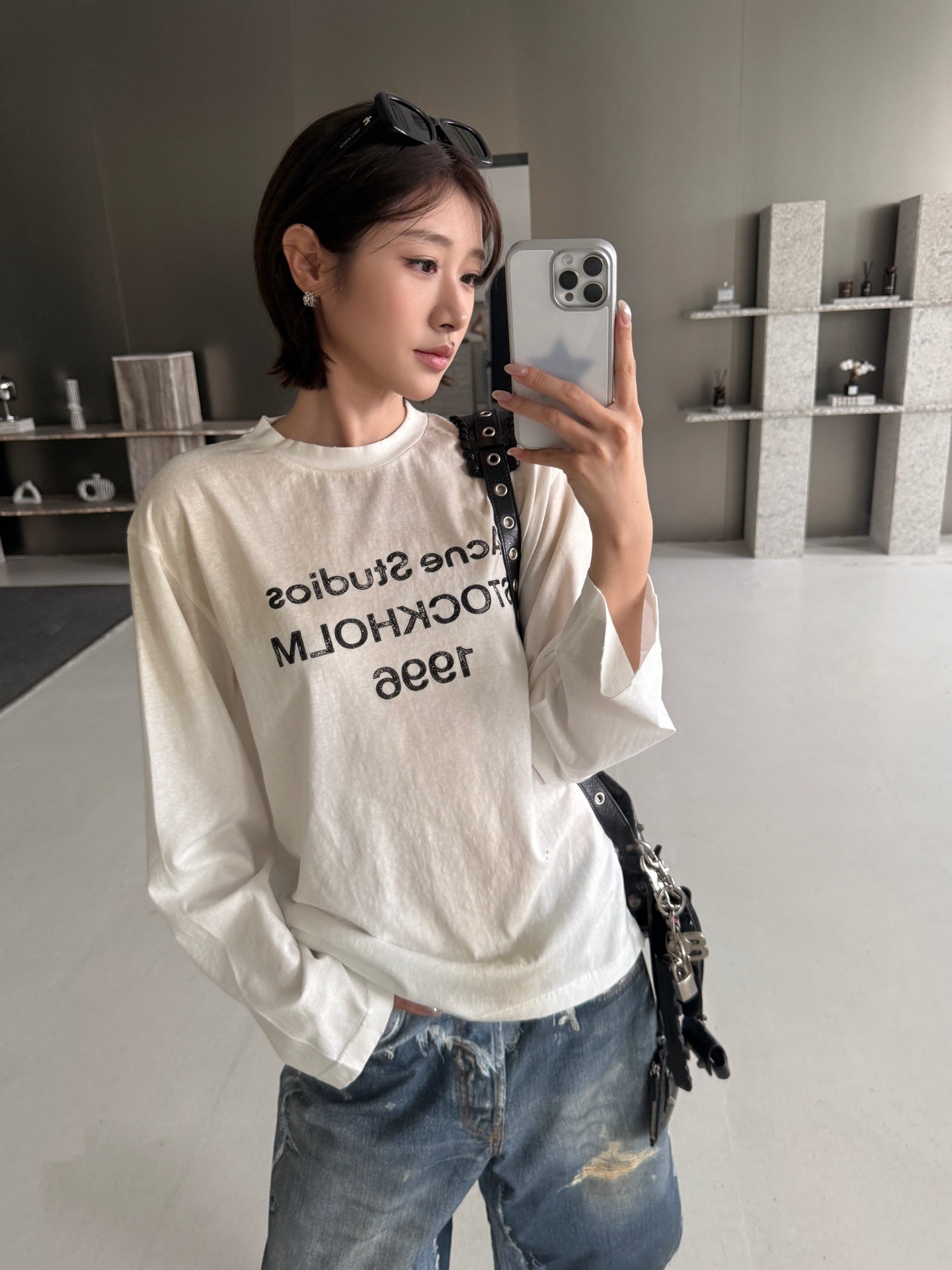 2026 New GS Long-Sleeved T-Shirt with Distressed Printed Logo (CC975-A40)