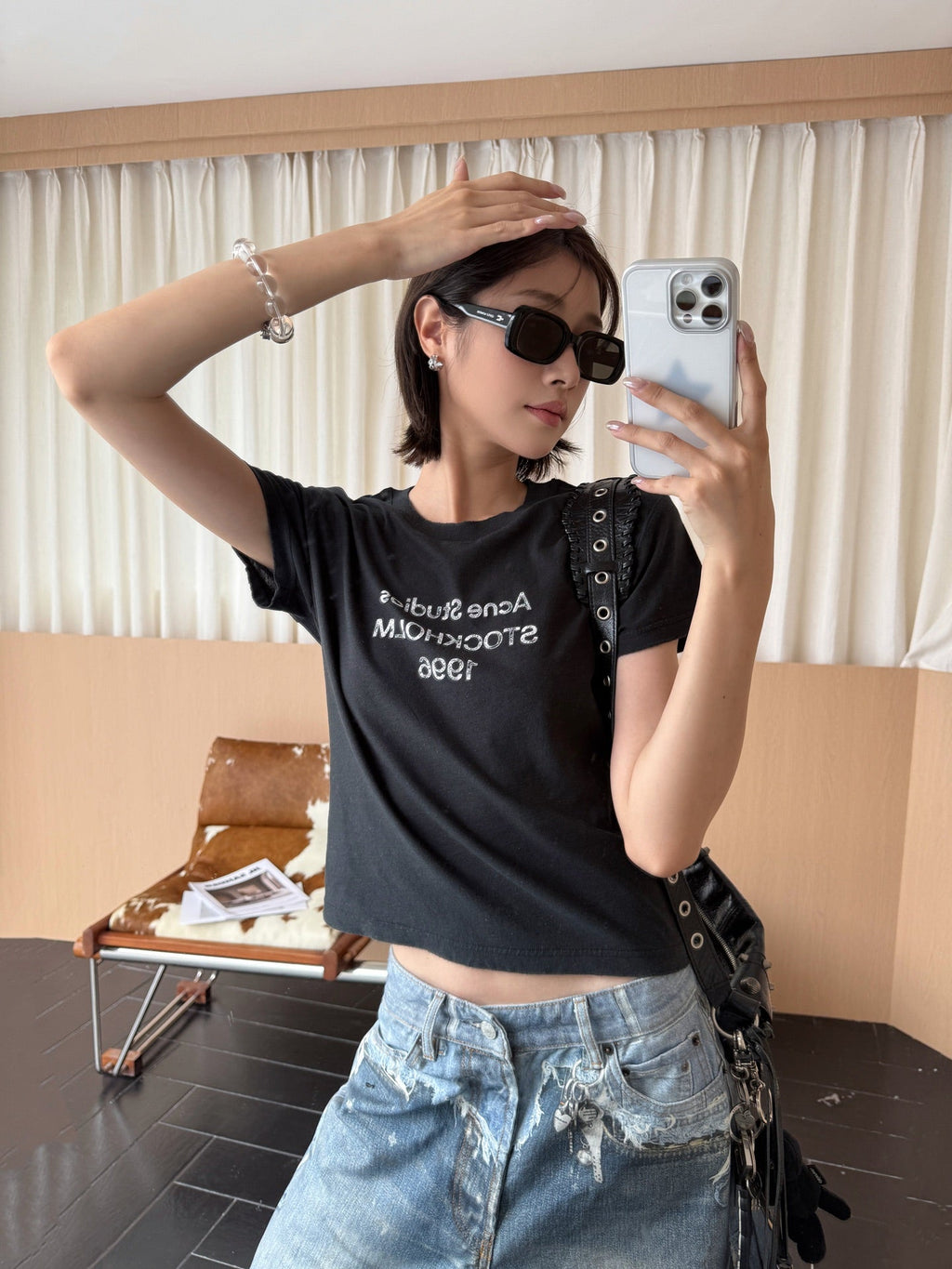 2026 Women’s GS Short-Sleeved T-Shirt with Screen-Printed Distressed Logo (FF731)