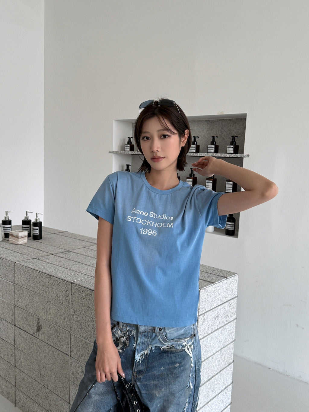 2026 Women’s GS Short-Sleeved T-Shirt with Screen-Printed Distressed Logo (FF731)