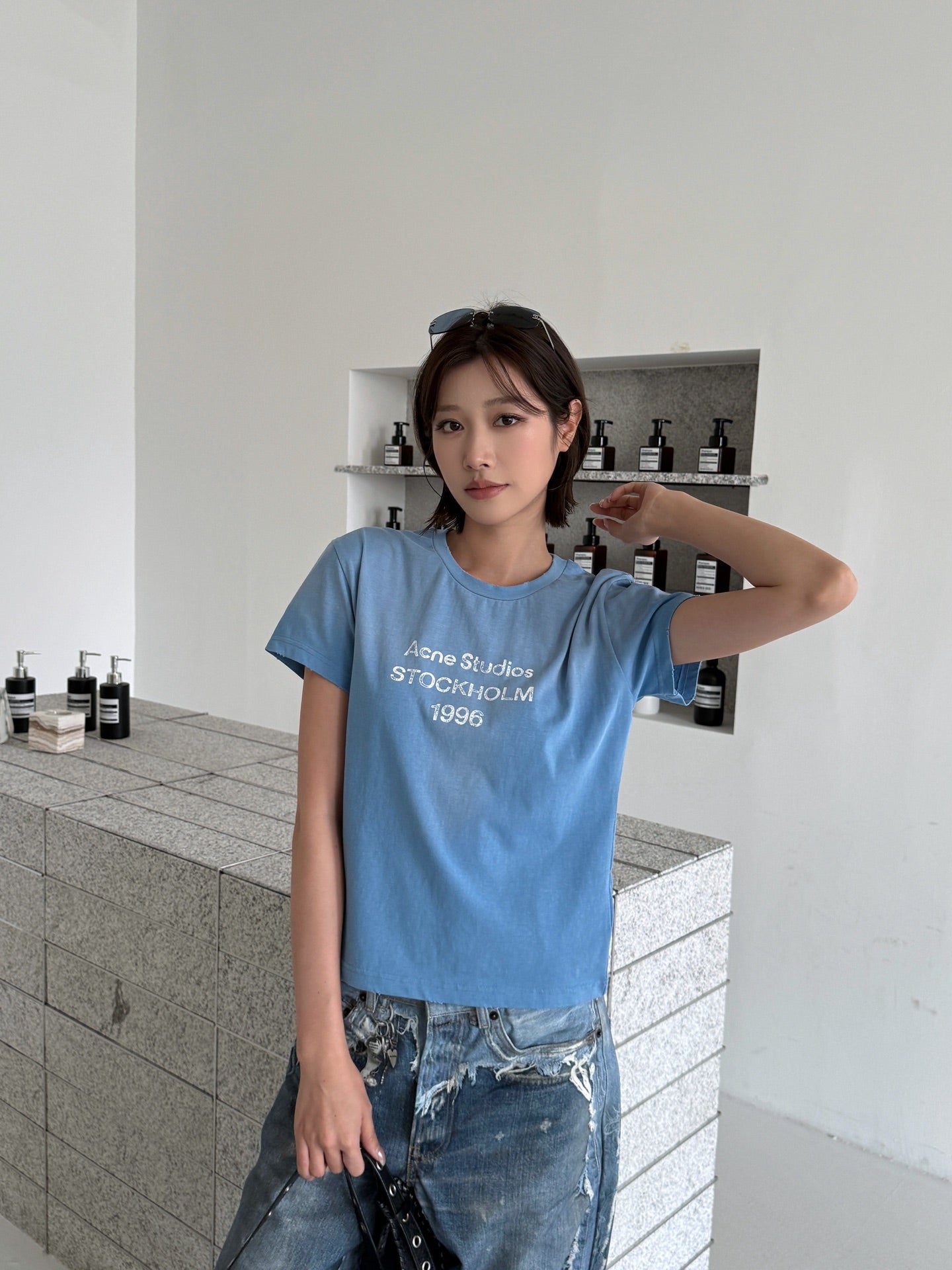 2026 Women’s GS Short-Sleeved T-Shirt with Screen-Printed Distressed Logo (FF731)