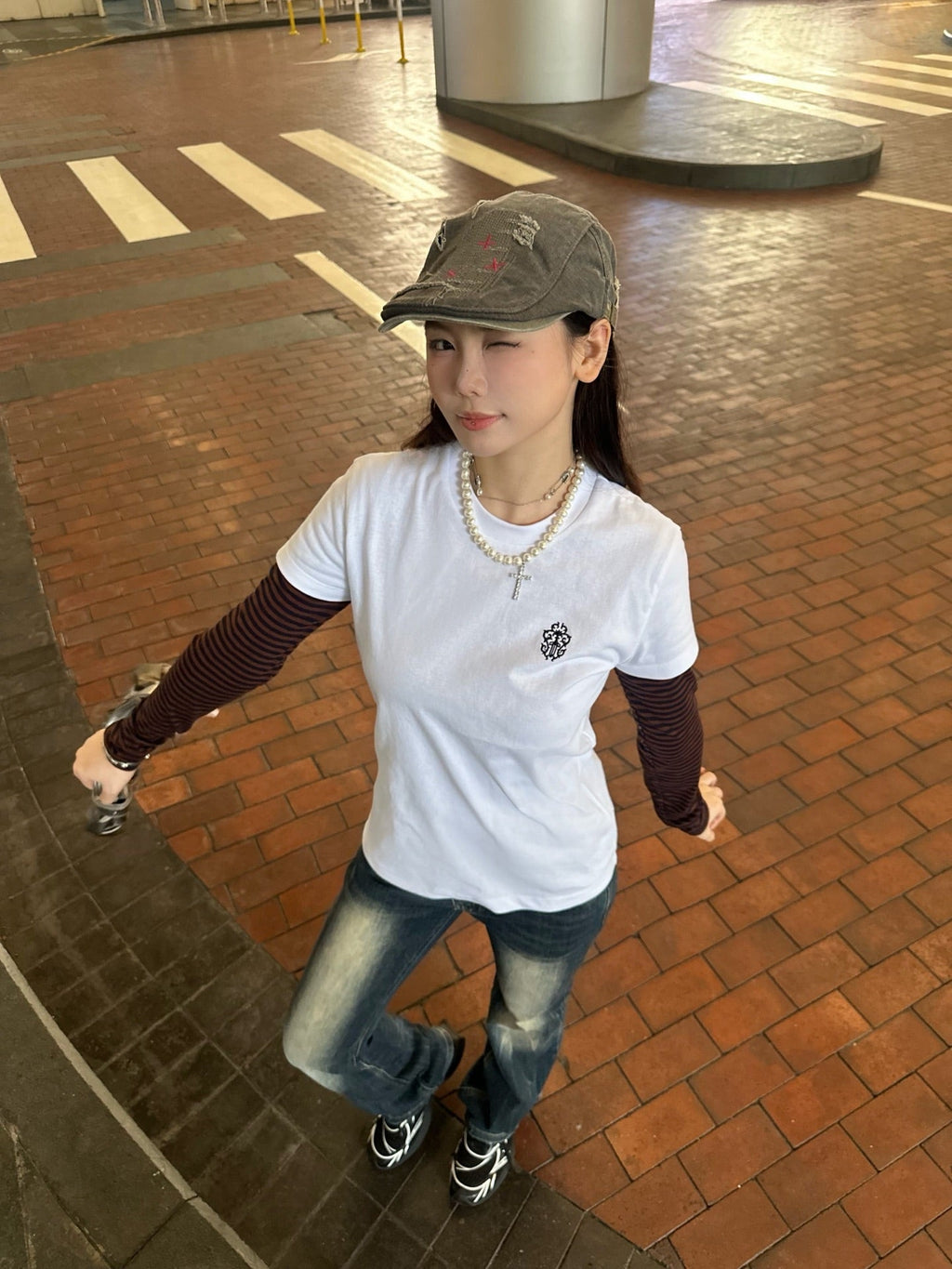 2026 Women’s GS Cross Motif Short-Sleeved T-Shirt (DD122)