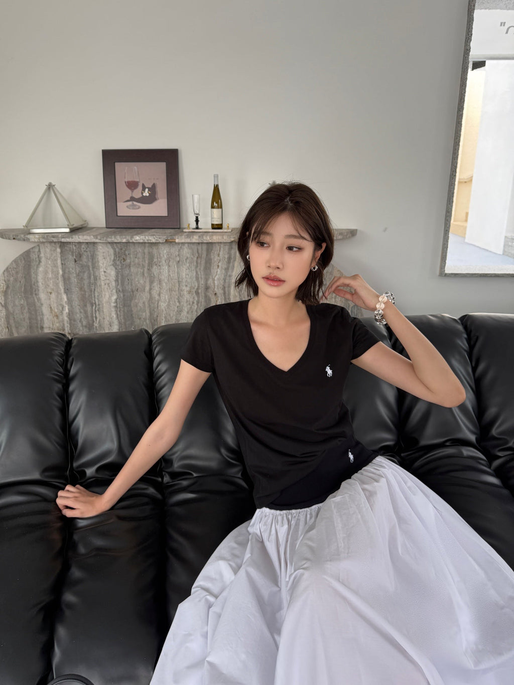 2026 Women’s GS Embroidered V-neck Short-sleeved Top (FF743)