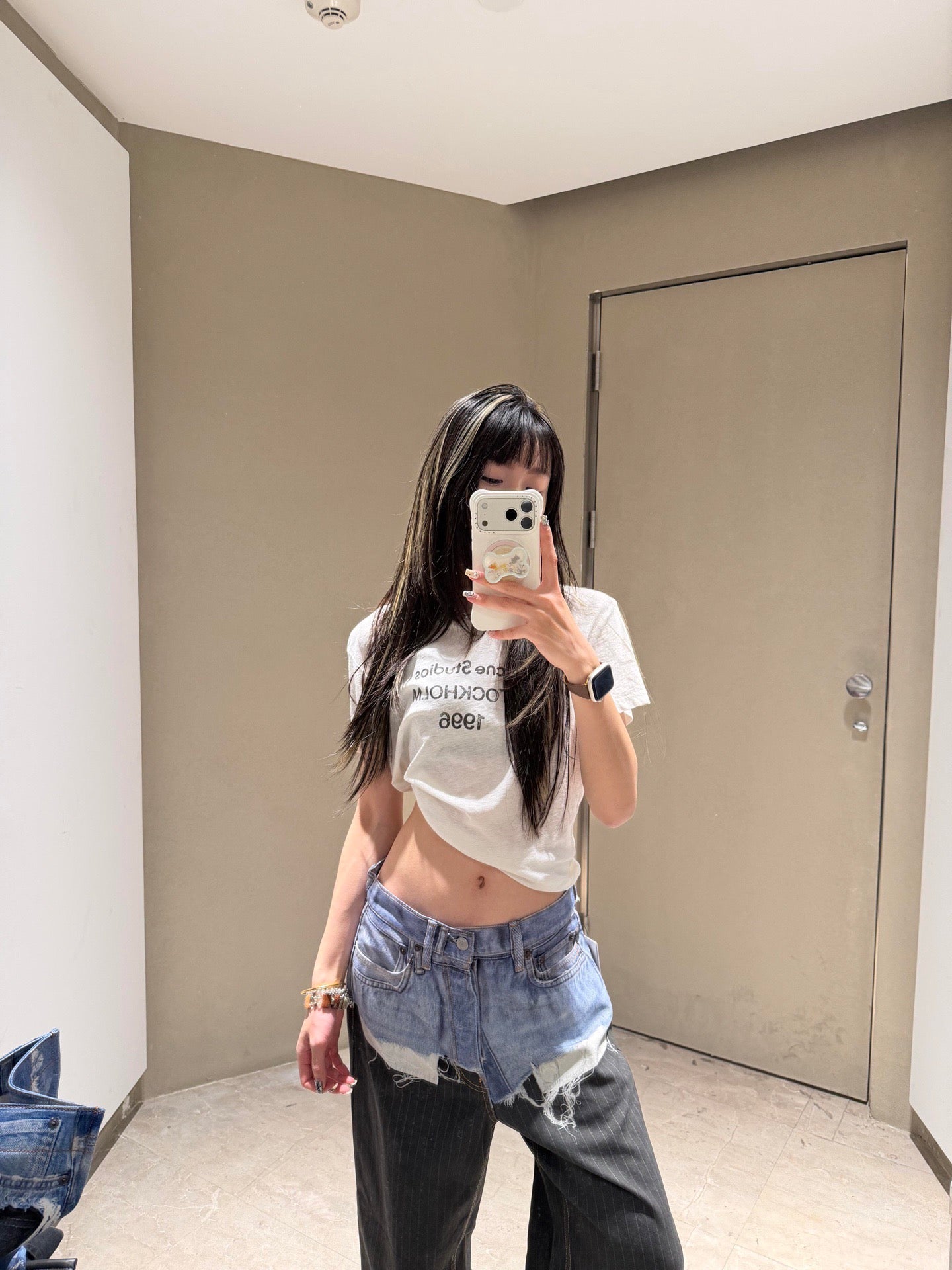 2026 Women's GS Optical Illusion Striped Dyed Jeans (FF715)